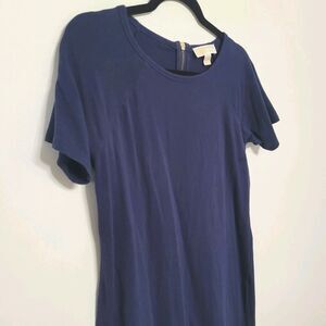 Michael Kors Navy Tie Sleeve T-Shirt Dress Size S Gold Logo Designer